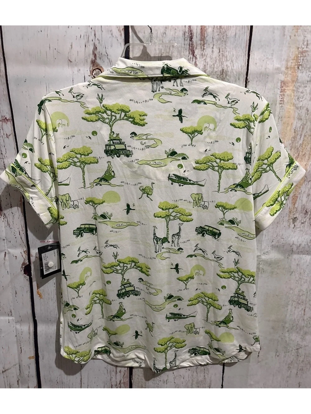 Kate Spade New York Women's Green/White Safari Print 2-Piece Pajama Set Size S